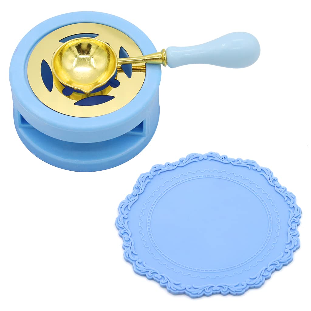 HASTHIP Wax Seal Kit with Wax Seal Furnace, Wax Seal Spoon and Wax Seal Silicone Pad for Melting Wax Seal Beads or Sealing Wax Sticks, Wax Melting Furnace Tool for Wax Envelope Seal Stamp (Blue) HASTHIP Wax Seal Kit with Wax Seal Furnace, Wax Seal Spoon and Wax Seal Silicone Pad for Melting Wax Seal Beads or Sealing Wax Sticks, Wax Melting Furnace Tool for Wax Envelope Seal Stamp (Blue)